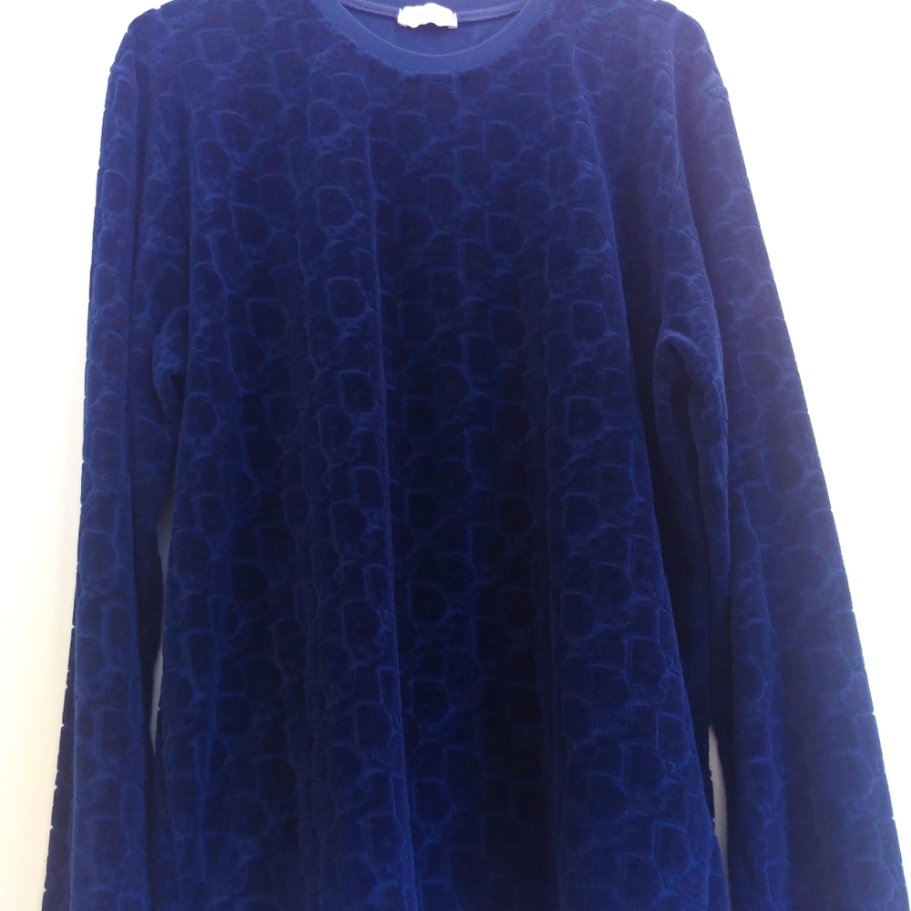 Christian Dior Burnout Logo Velour Sweatshirt Size L
